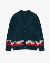 Runway Textured Stripe Wool Cardigan