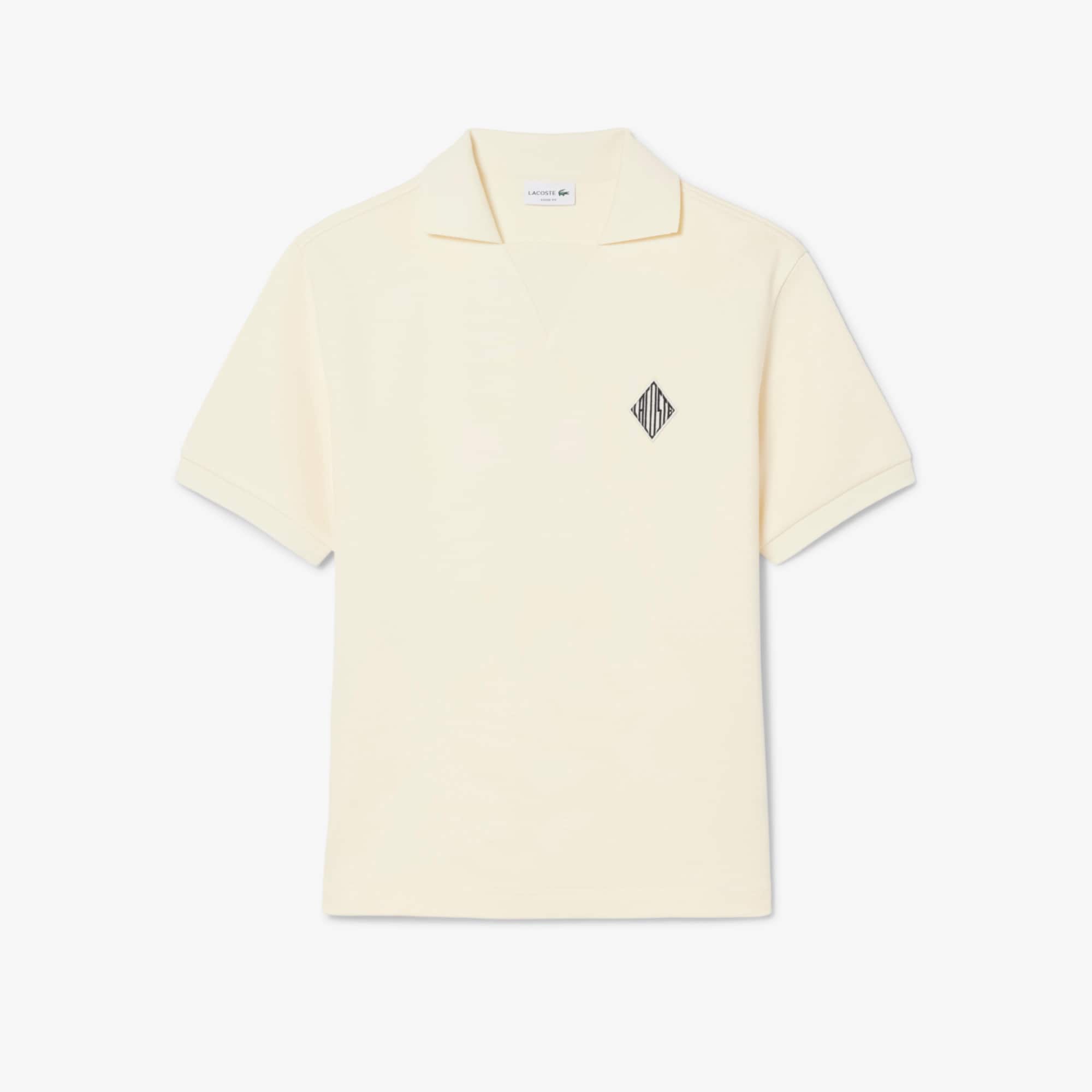 Loose Fit Badge Accent Fleece Polo Shirt - Men's Short Sleeves