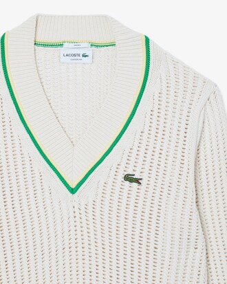 V Neck Striped Tennis Sweater