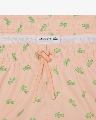 Mid Length Crocodile Print Swim Trunks