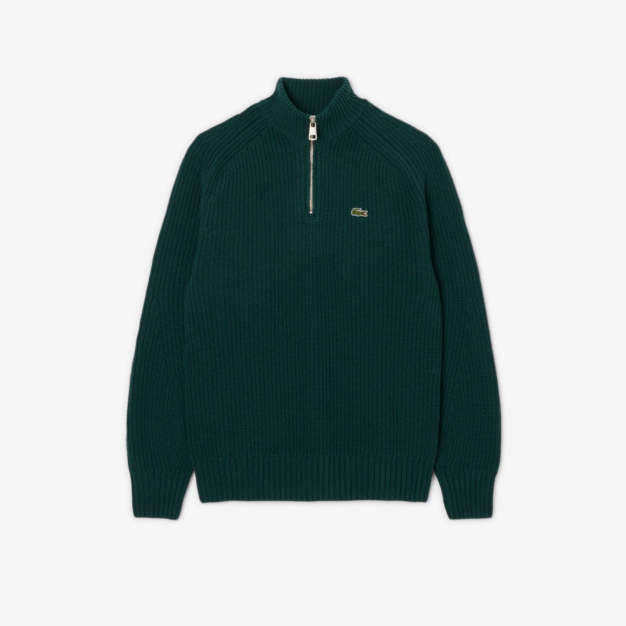 Zipped High Neck Wool Sweater - Men's Knitwear - New In 2026 | Lacoste