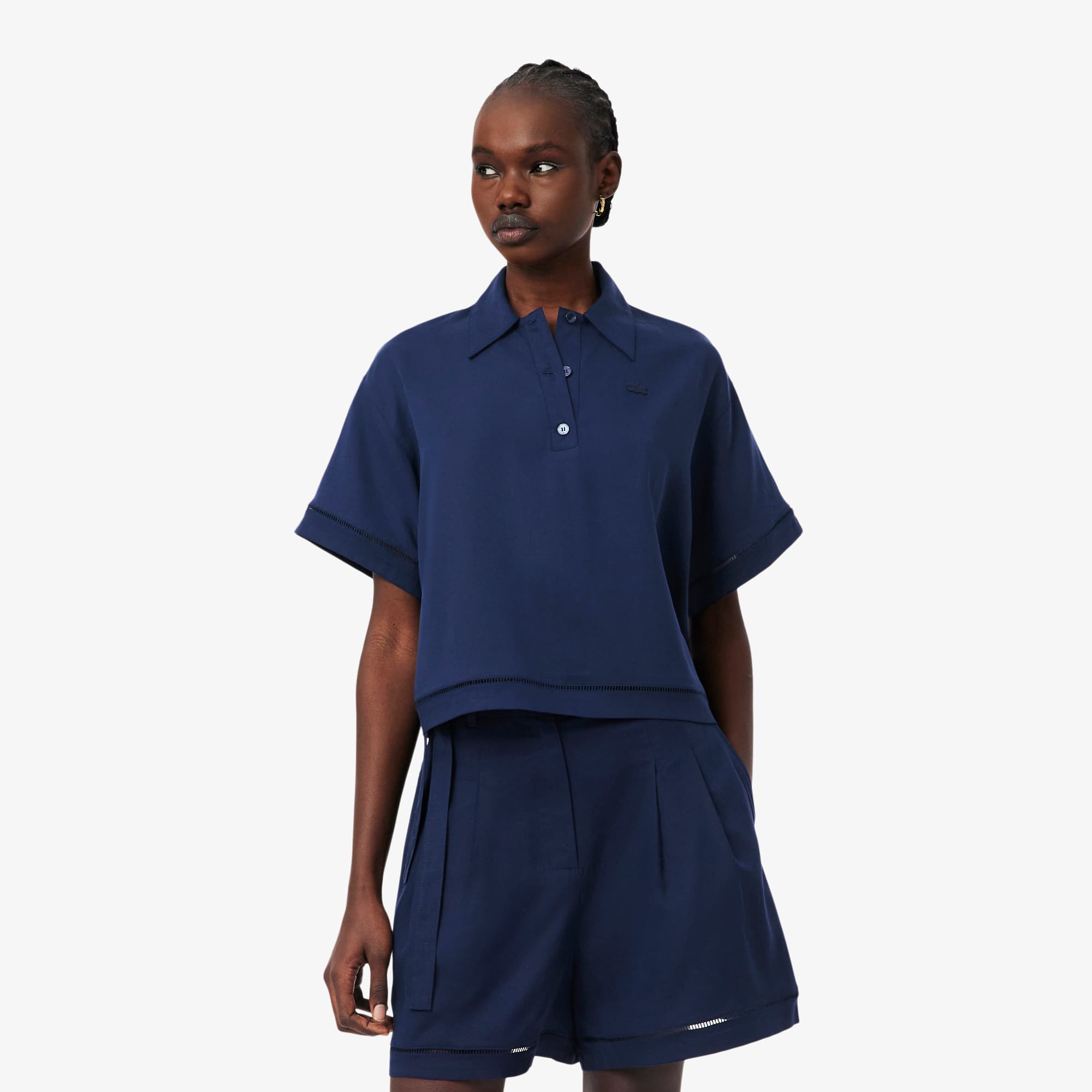 Oversized Fluid Twill Polo Shirt - Women's Shirts & Tops - New In