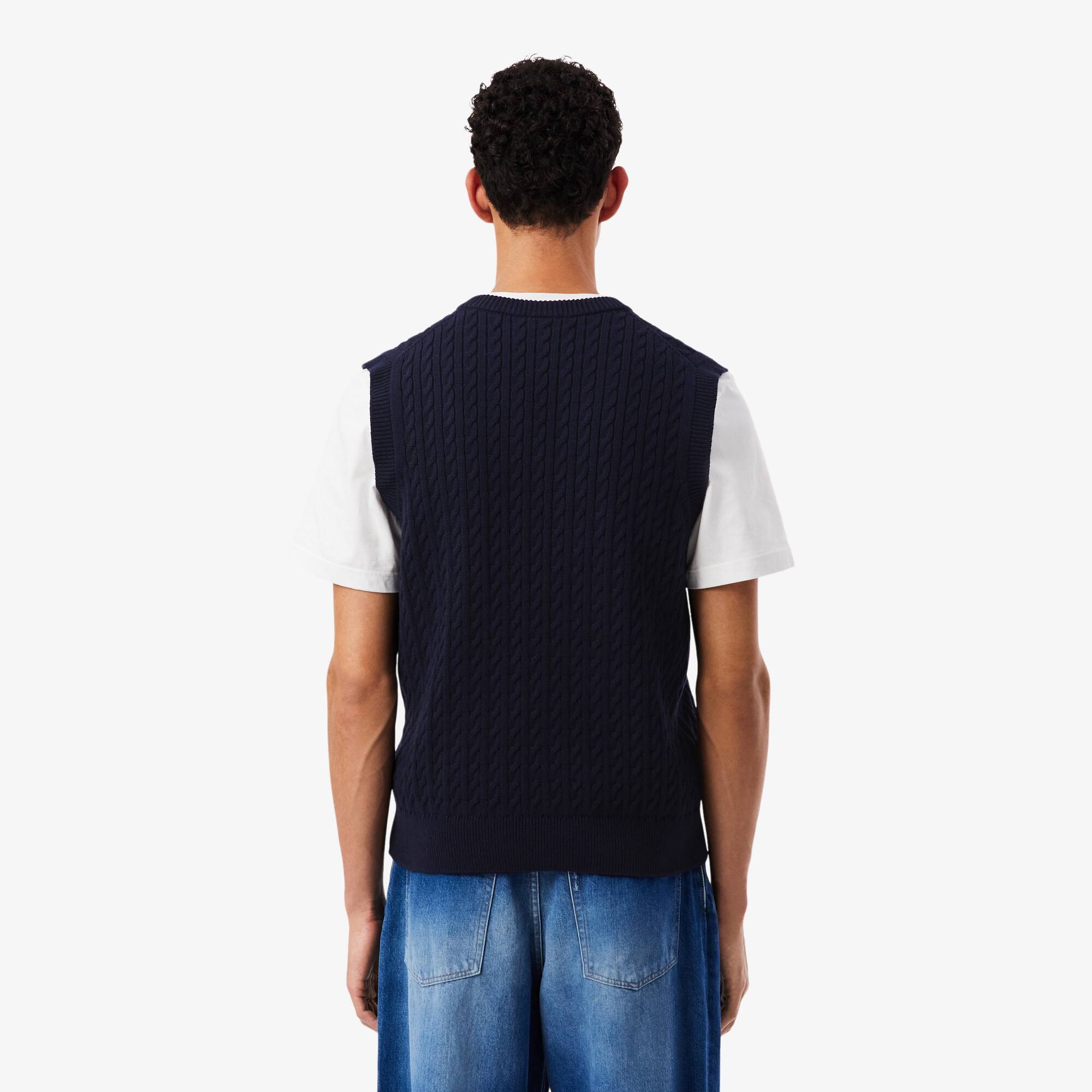 Cable Knit Cotton Sweater Vest - Men's Knitwear - New In 2026