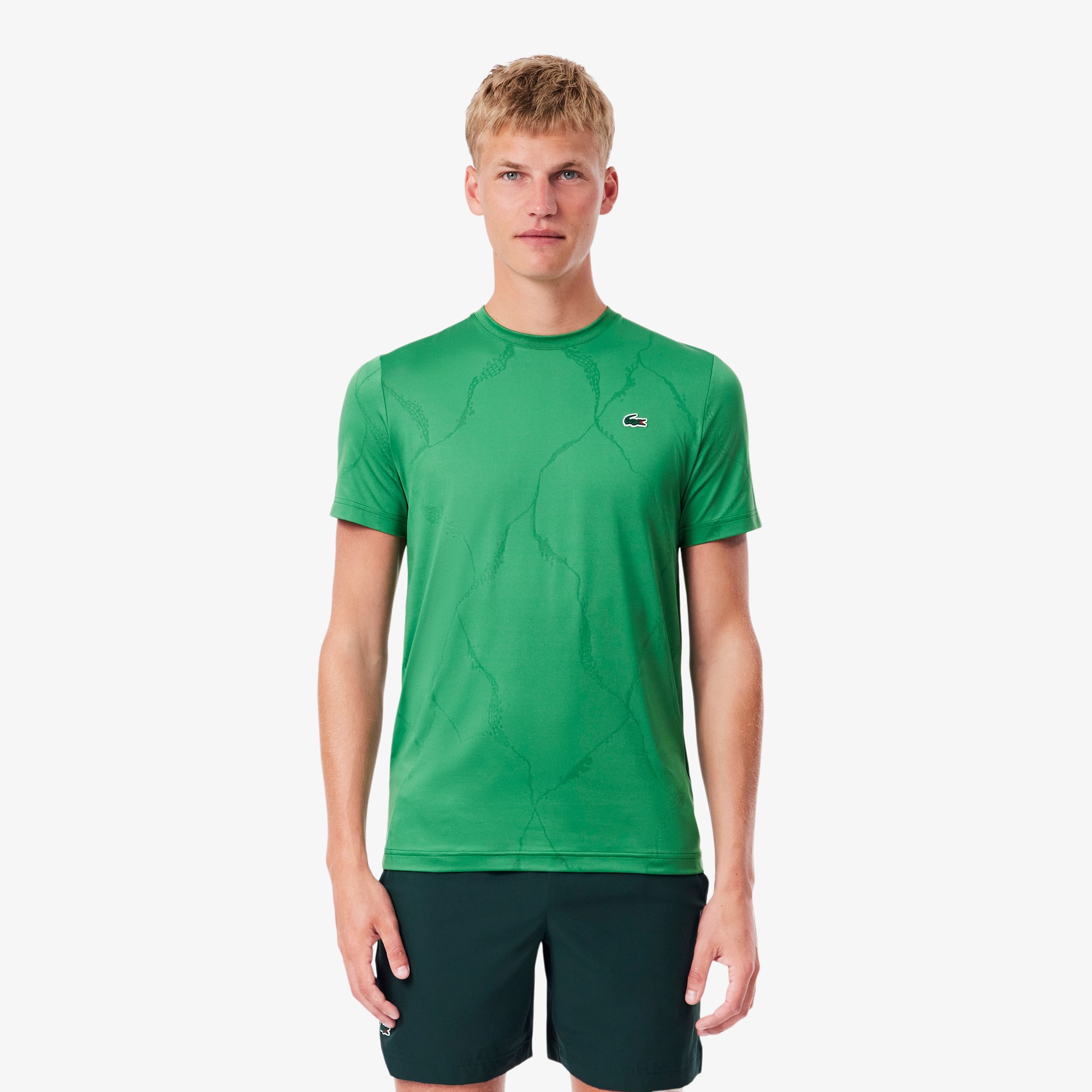 ラフロッグ　モックネックシャツ　グリーン　S ターコイズ Ultra Dry Crocodile Jacquard Tennis T-shirt - Men's t-shirts - New
