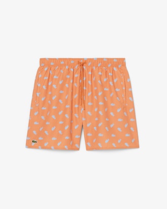 Mid Length Crocodile Print Swim Trunks