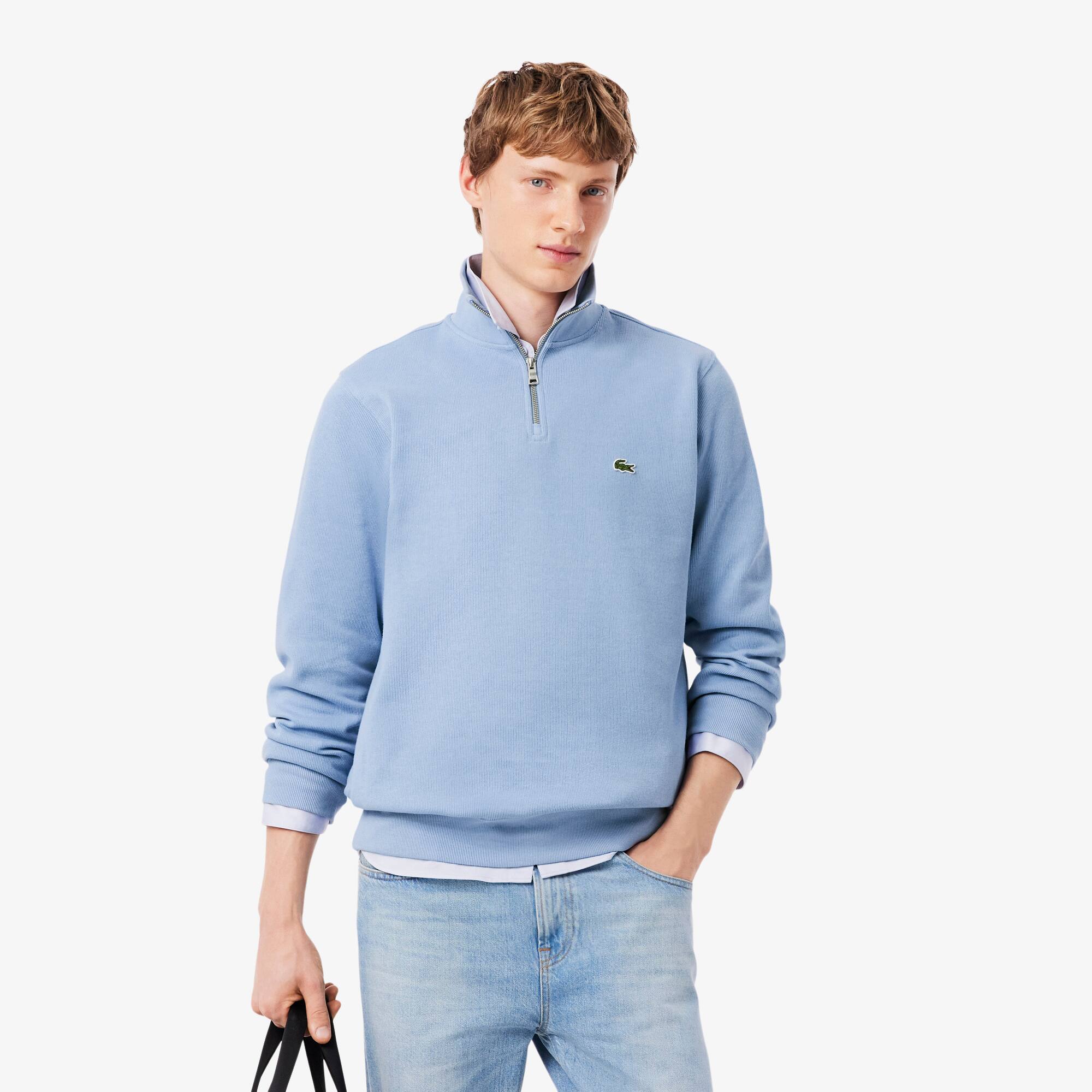 Zip-Up High Neck Interlock Sweatshirt - Men's Sweatshirts - New In