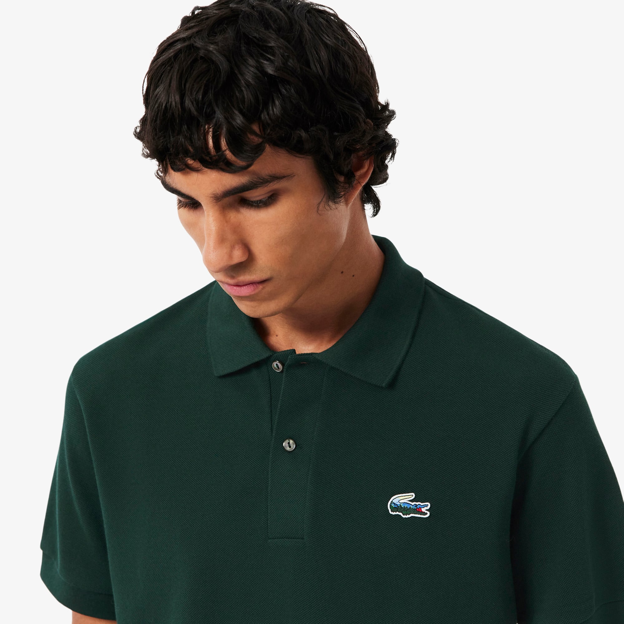 Classic Fit Landscape Crocodile Piqué Polo Shirt - Men's Short