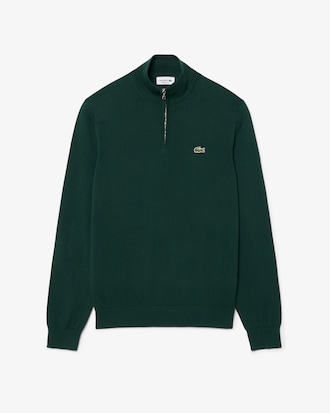 Zipped High Neck Cotton Sweater