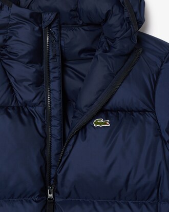 Short Water-Repellent Hooded Puffed Jacket