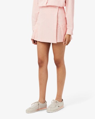 Short Seersucker Wrap Skirt