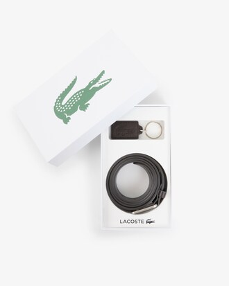 Elegance Leather Belt and Key Ring Gift Set
