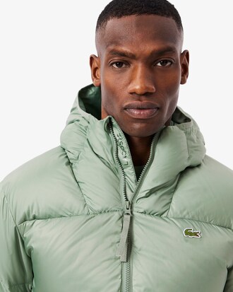 Short Water-Repellent Hooded Puffed Jacket