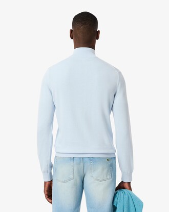 Zipped High Neck Cotton Sweater