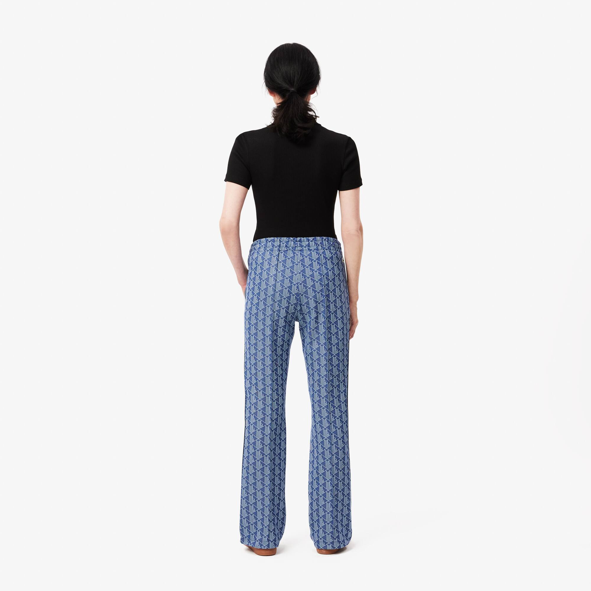 パンツ LACOSTE Women Straight Pants XF9313 GTI Brown Women's Flared Monogram Sweatpants - Pants & Leggings - New