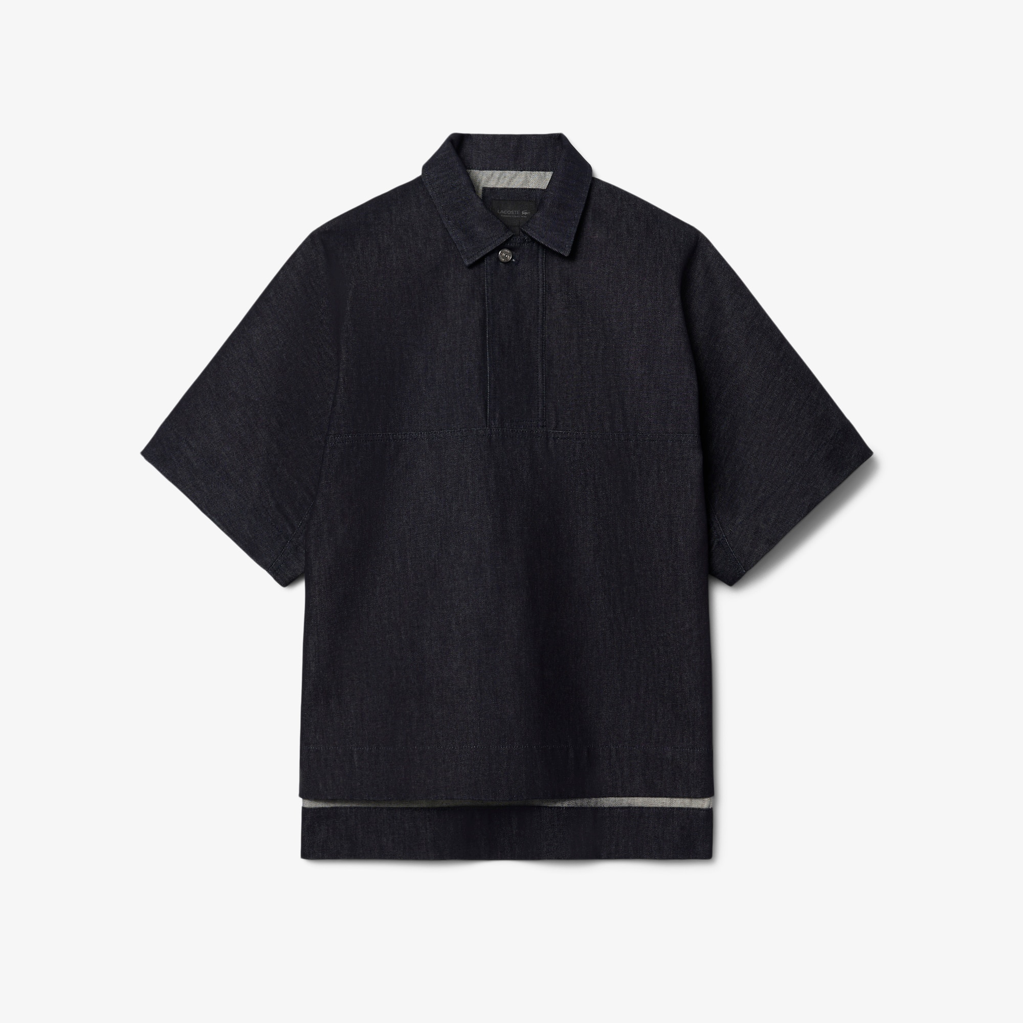 Runway Oversized Denim Polo Shirt - Men's Short Sleeves Polo