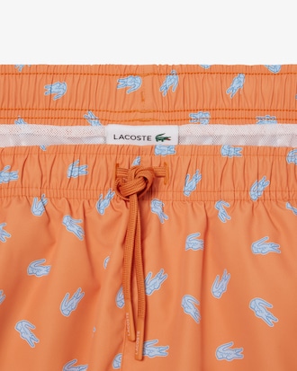 Mid Length Crocodile Print Swim Trunks