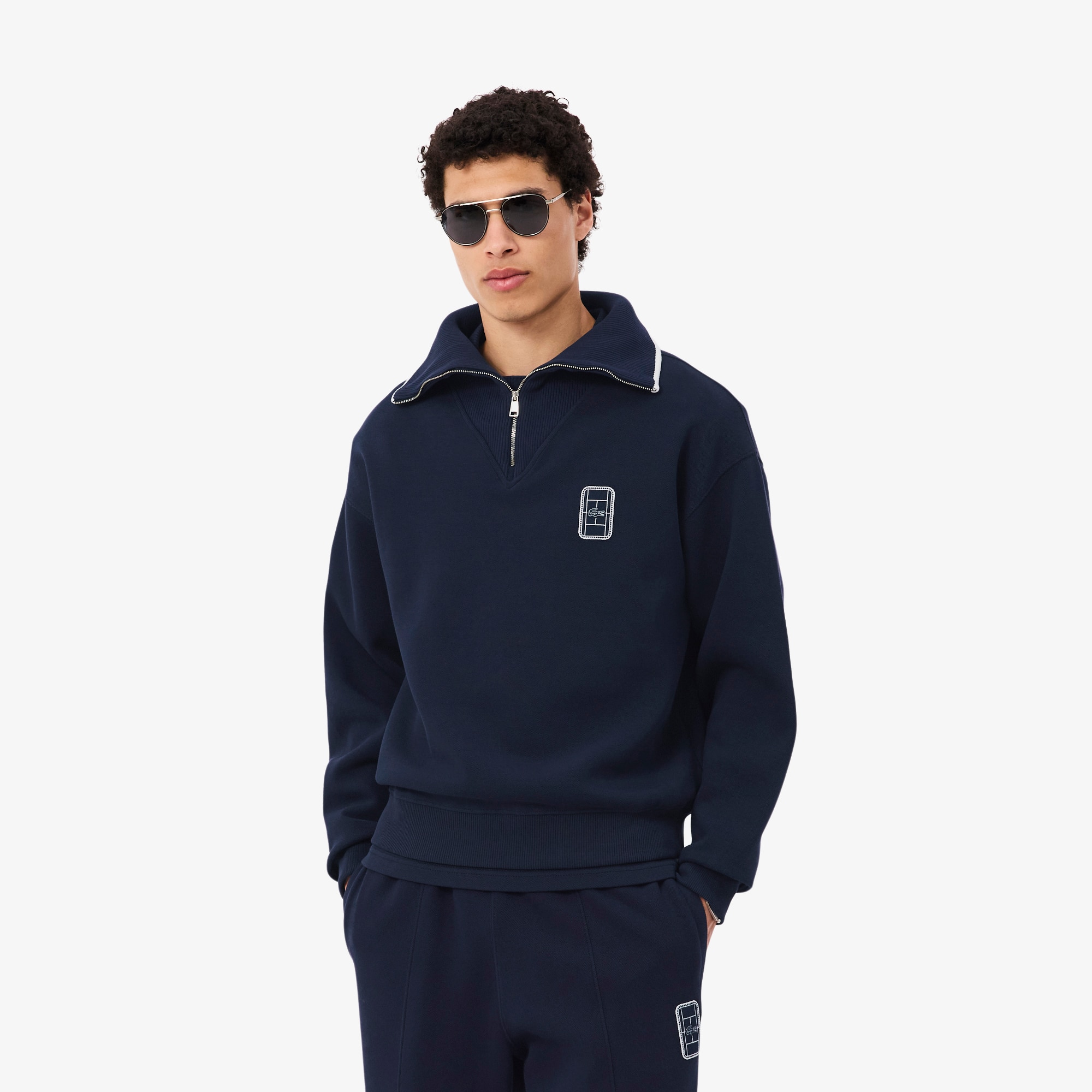 トップス LACOSTE Loose Fit High Zipped Neck Badge Accent Sweatshirt - Men's