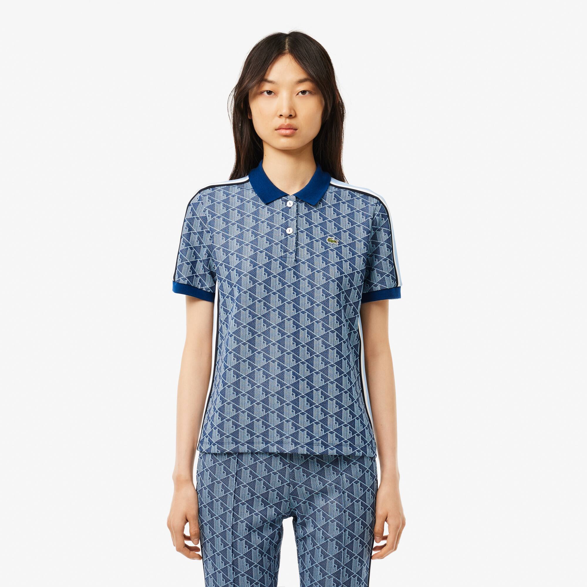 トップス LACOSTE Slim Fit Monogram Jacquard Polo Shirt - Women's Short