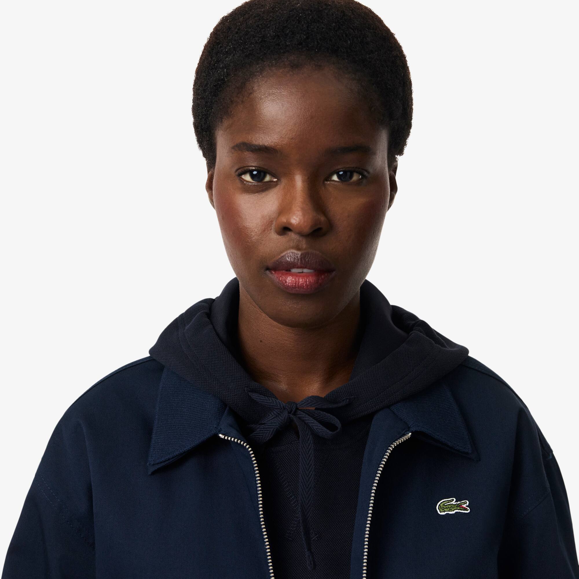 LACOSTE ネイビー ダブルブレストコート 2XL Double Collar Stretch Gabardine Jacket - Women's Jackets & Coats