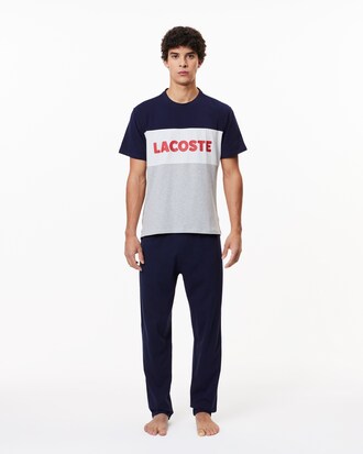 Long Colour-Block Cotton Pyjama Set