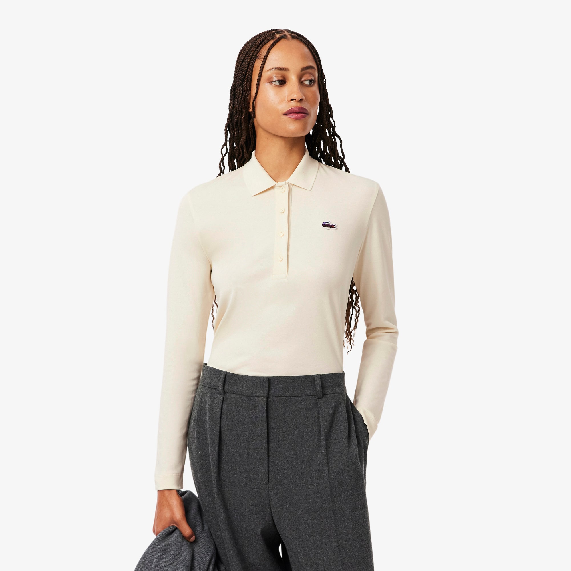 Regular Fit Landscape Crocodile Polo Shirt - Women's Long Sleeves
