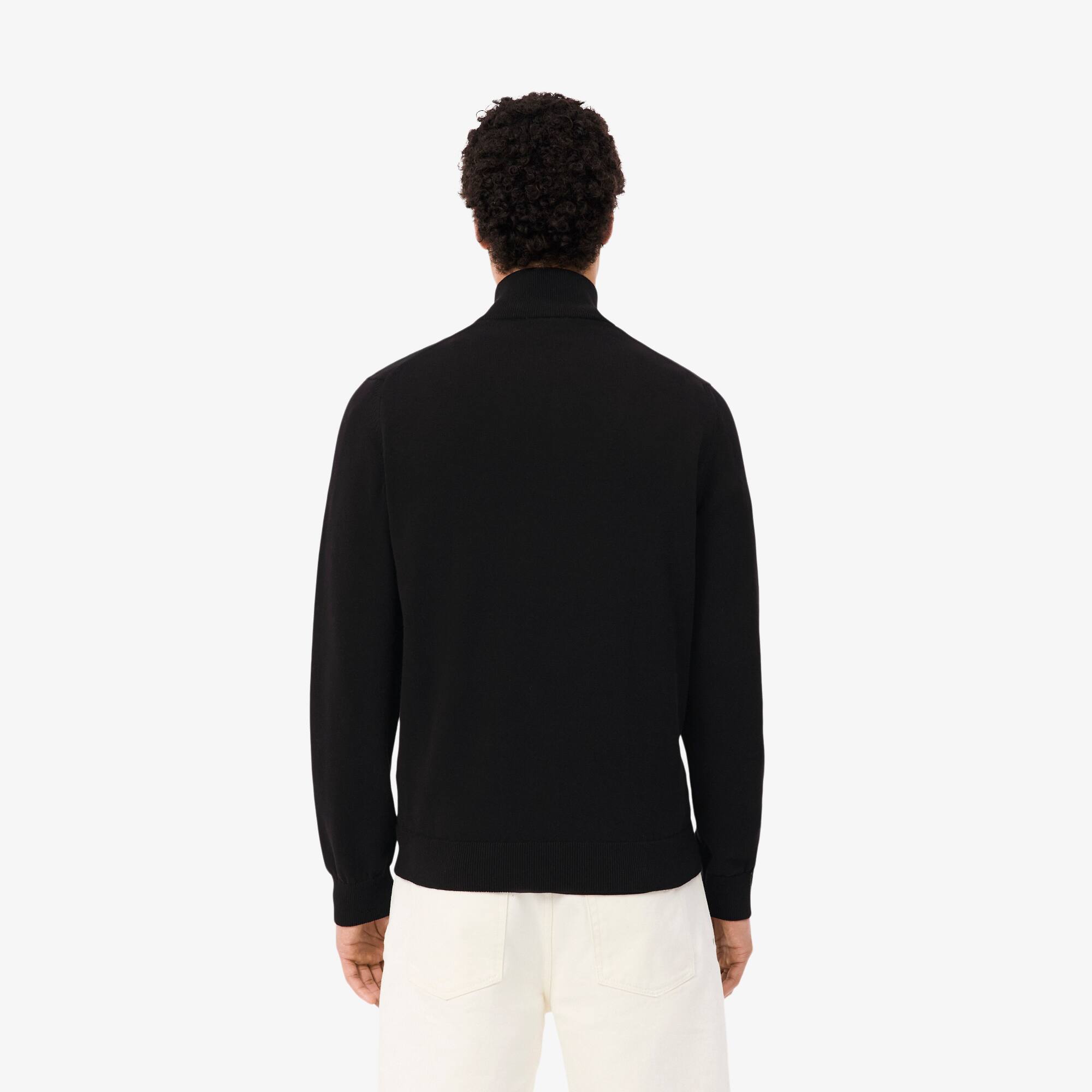 Zipped High Neck Cotton Sweater - Men's Knitwear - New In 2026