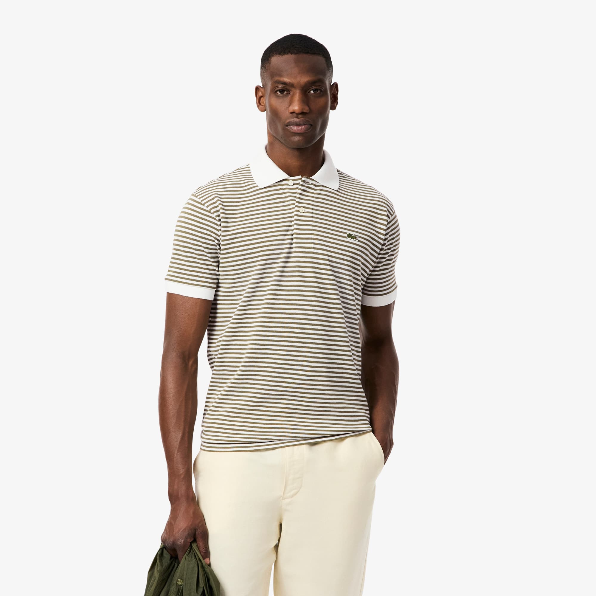 Classic Fit L.12.12 Striped Petit Piqué Polo Shirt - Men's Short