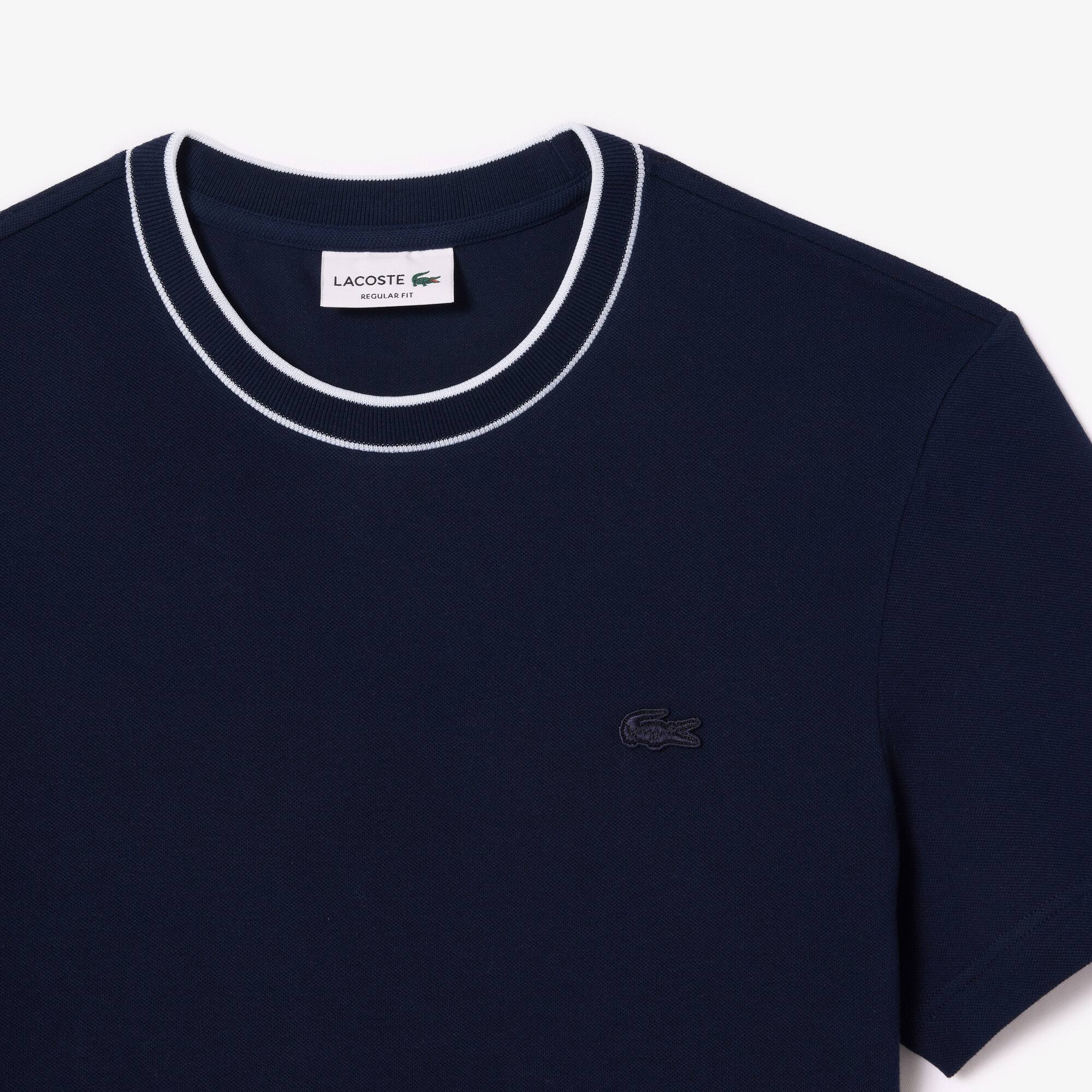 Stretch Piqué Stripe Collar T-shirt - Men's t-shirts - New