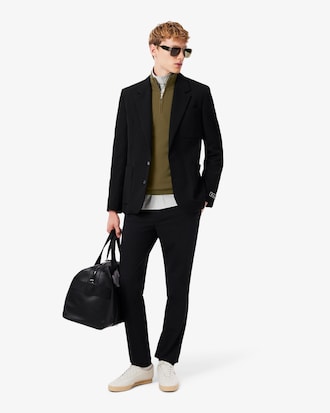 Zipped High Neck Cotton Sweater