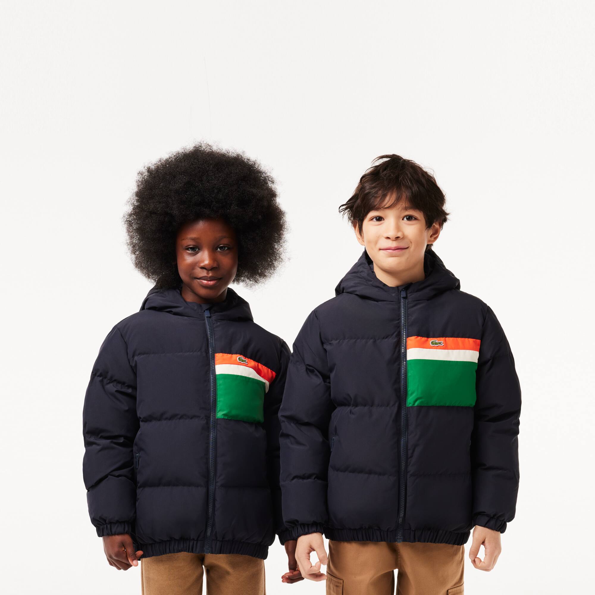 Contrast Stripe Hooded Puffer Jacket Boys Jackets Coats 2 8 years New In 2024 Lacoste