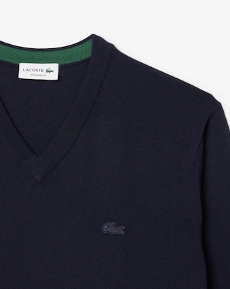 Merino Wool Monochrome V Neck Sweater