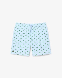 Mid Length Crocodile Print Swim Trunks
