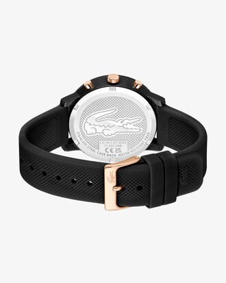 Lacoste.12.12 Chrono Watch Black and Carnation Gold Silicone