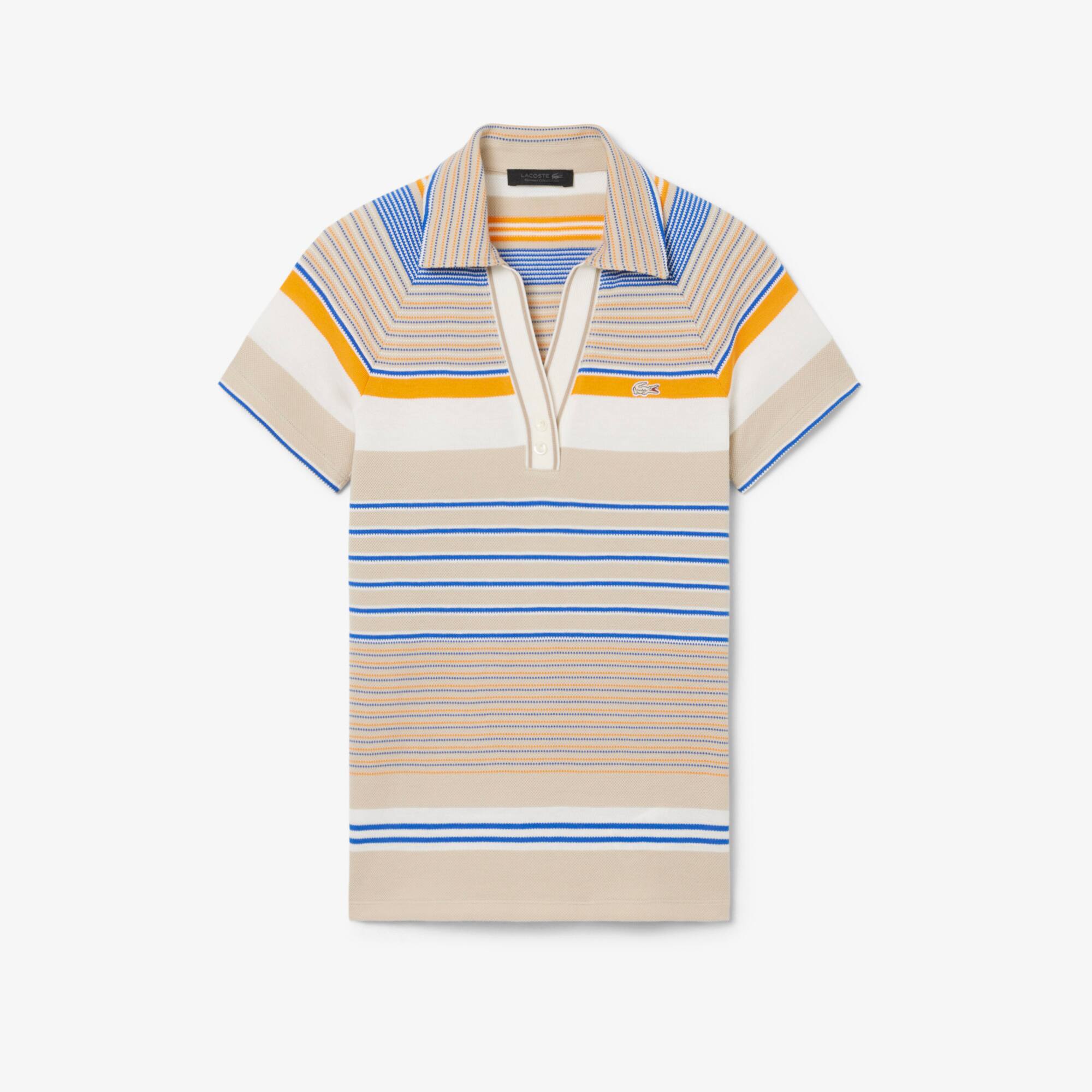 Runway Slim Fit Striped Piqué Polo Shirt - Women's Short Sleeves