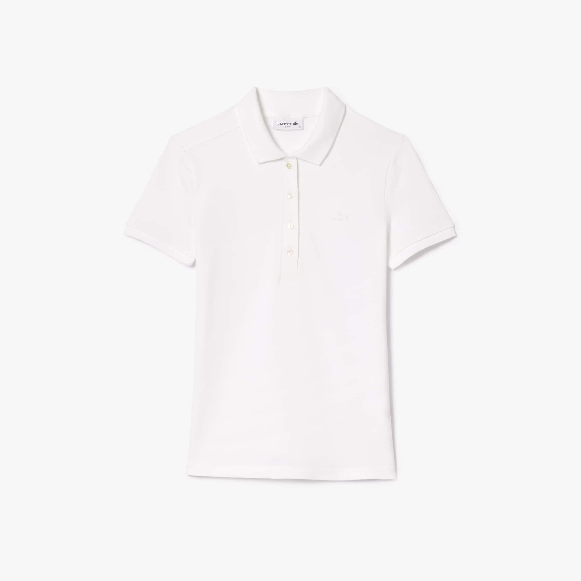 Tシャツ・カットソー LACOSTE Woman Polo Shirt White PF5462 001 L.12.D Slim Fit Stretch Piqué Polo Shirt - Women's Short