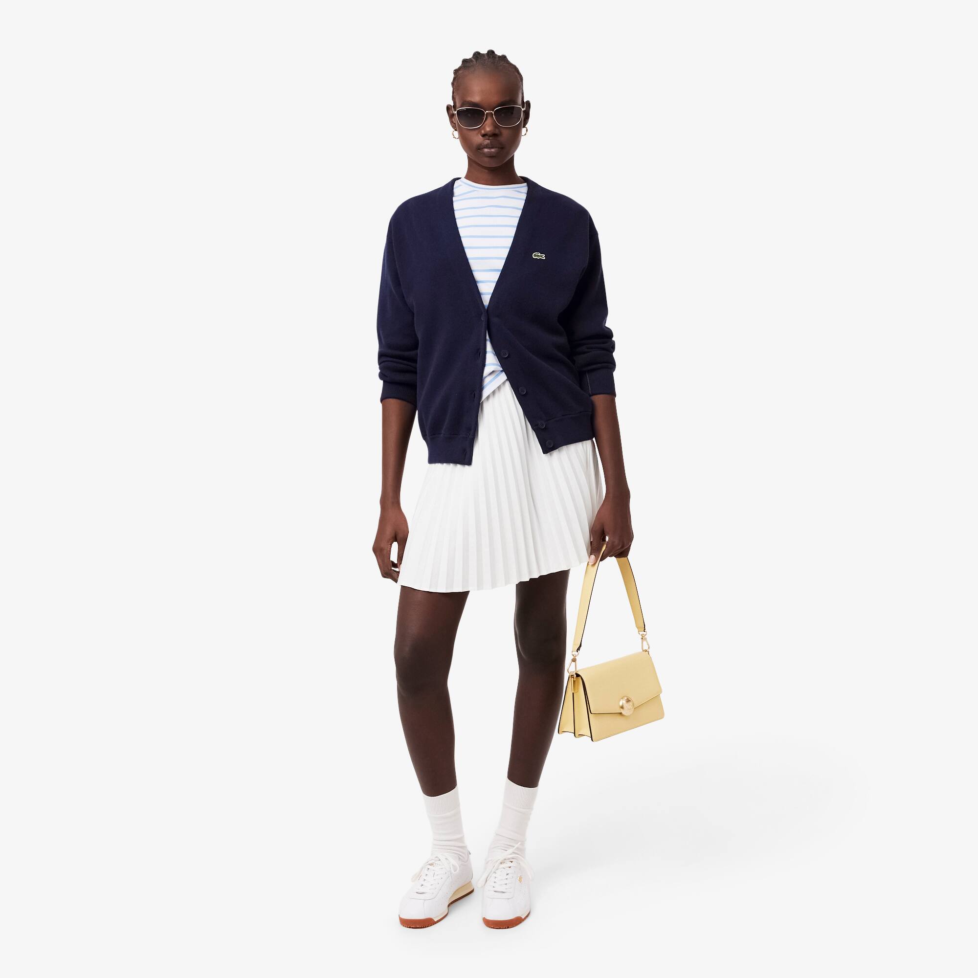 V Neck Moss Stitch Cotton Cardigan - Women's Knitwear - New In
