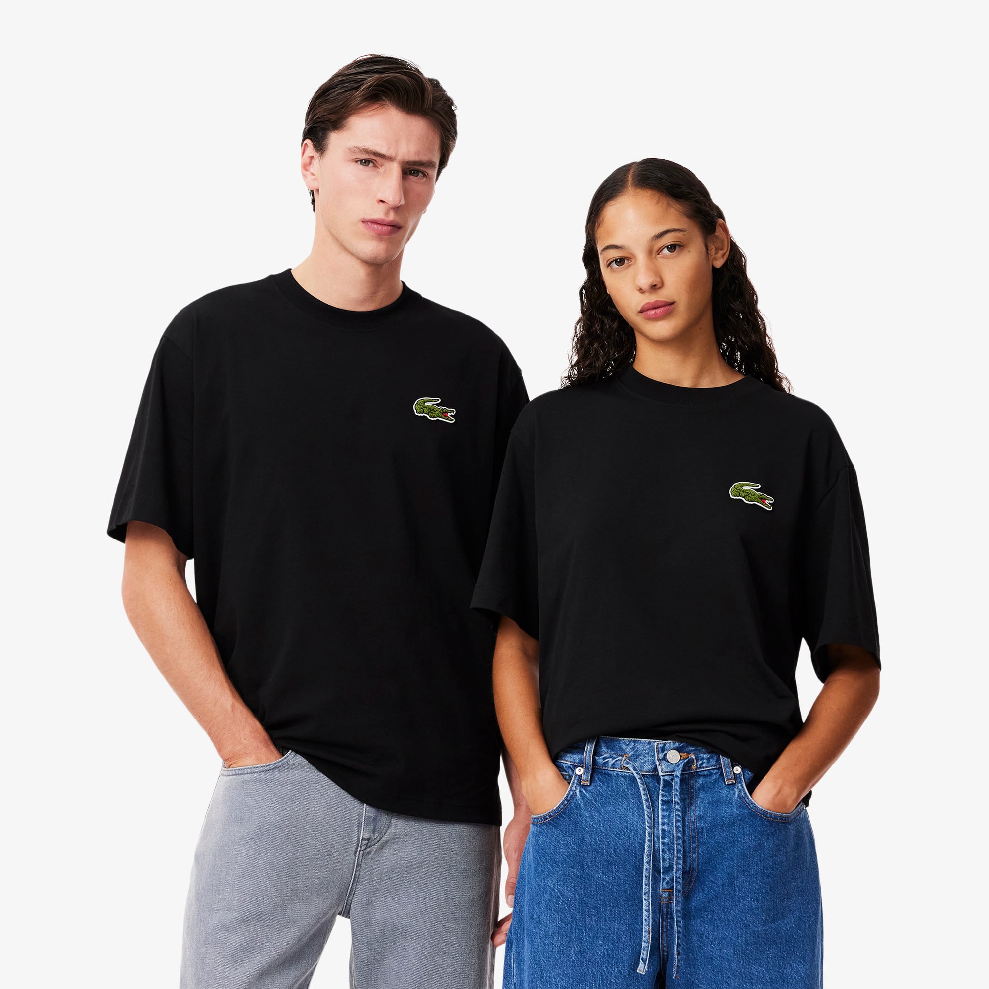 Tシャツ・カットソー LACOSTE Men T Shirts TH2745 31 Black Loose Fit Heavy Cotton Badge T-shirt - Men's t-shirts - New