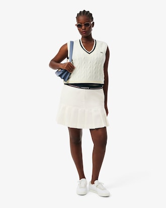 Short Pleated Wool Blend Skirt