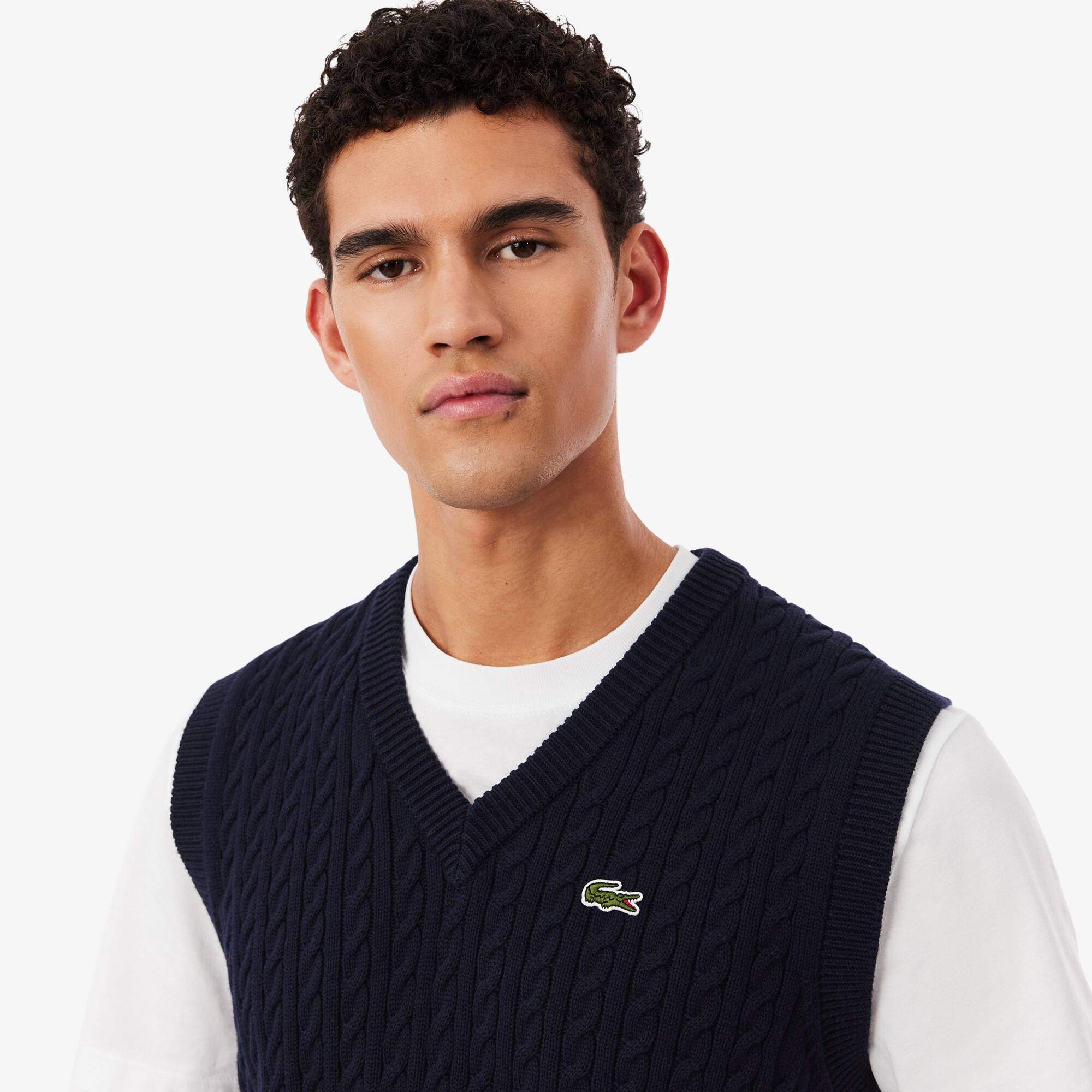 Cable Knit Cotton Sweater Vest - Men's Knitwear - New In 2026
