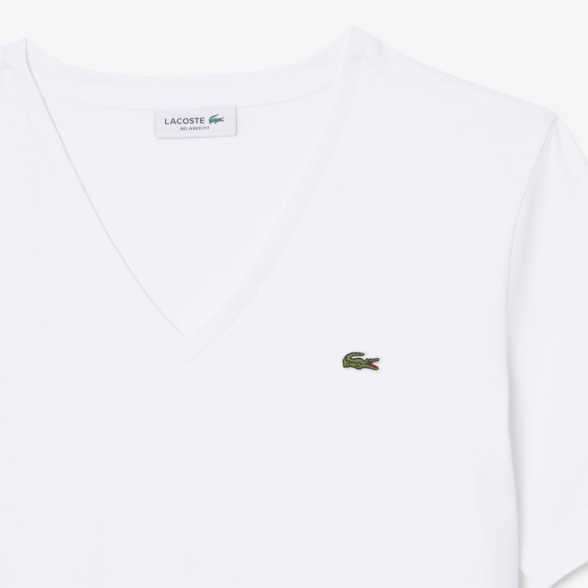 Relaxed Fit Soft Cotton V Neck T-shirt - Women