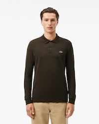 Regular Fit Long Sleeved Cotton Blend Polo Shirt