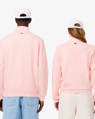 High Neck Zip-Up Print Sweatshirt