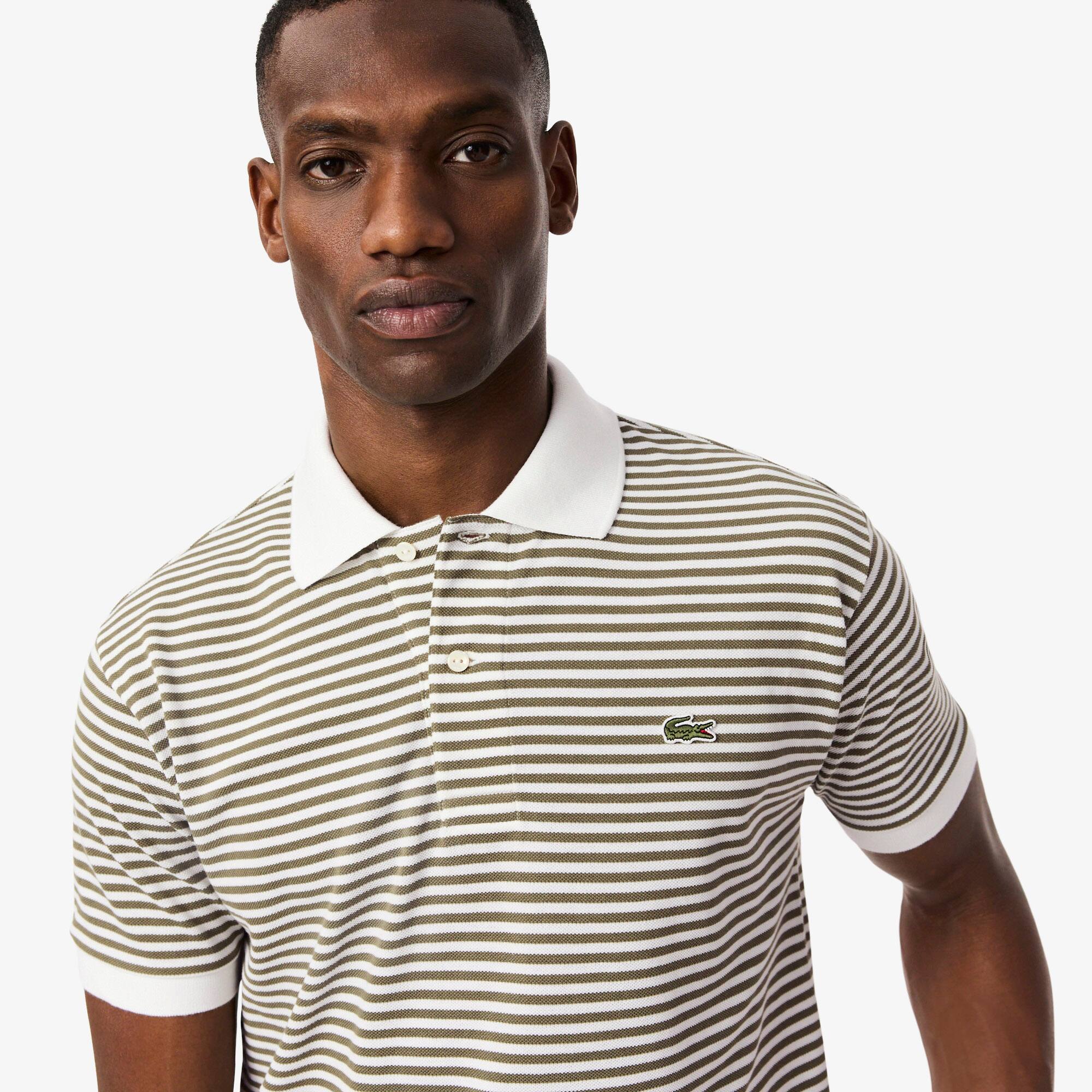 Classic Fit L.12.12 Striped Petit Piqué Polo Shirt - Men's Short