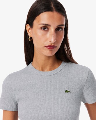 Slim Fit Ribbed Cotton T-shirt