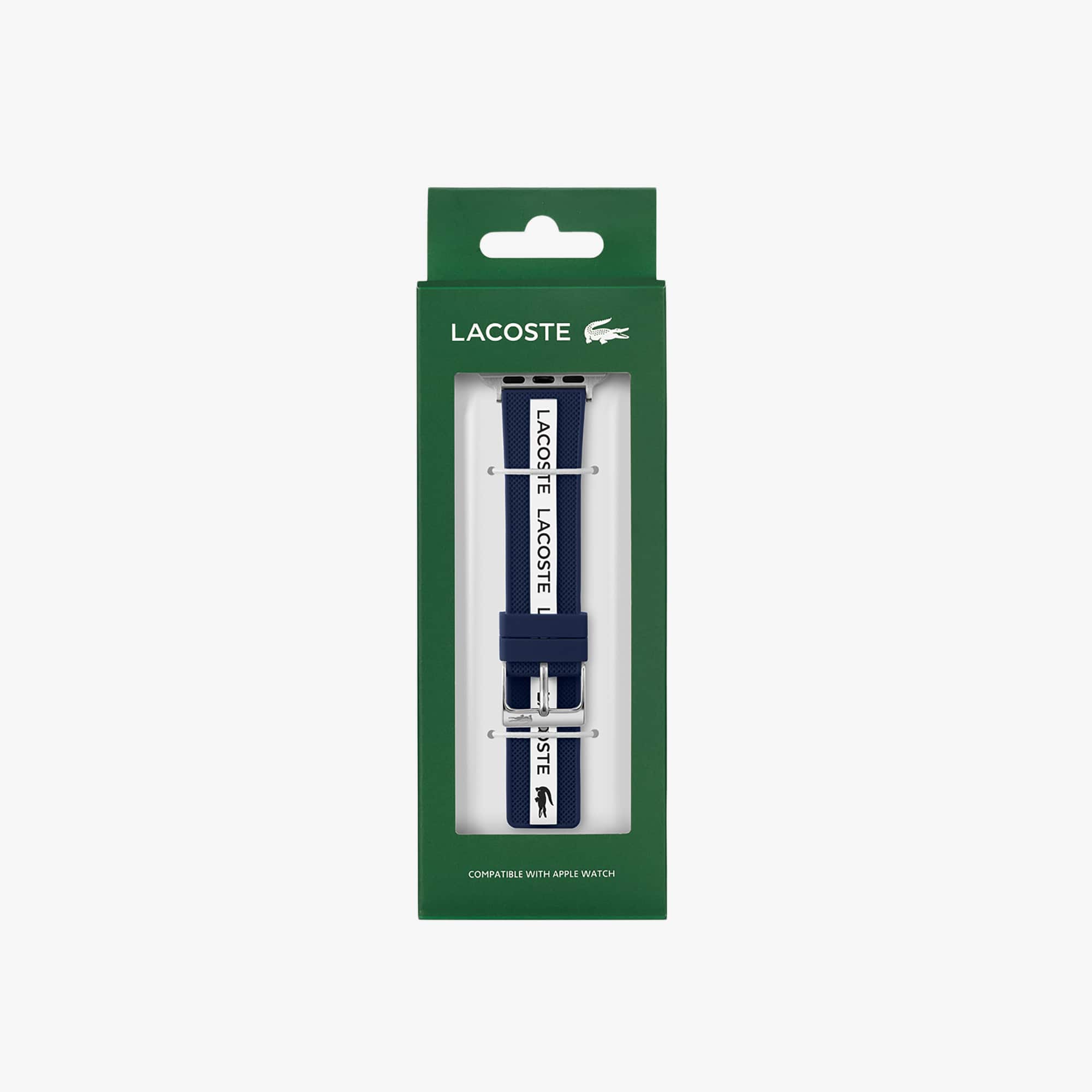 Lacoste Casual White Silicone Strap For Apple Watch® Unisex Logo 38mm/40mm Lacoste Petit Pique 38/40mm Apple Compatible Silicone White  main image 2