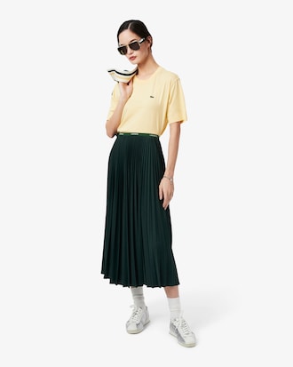 Long Pleated Elasticated Waist Skirt