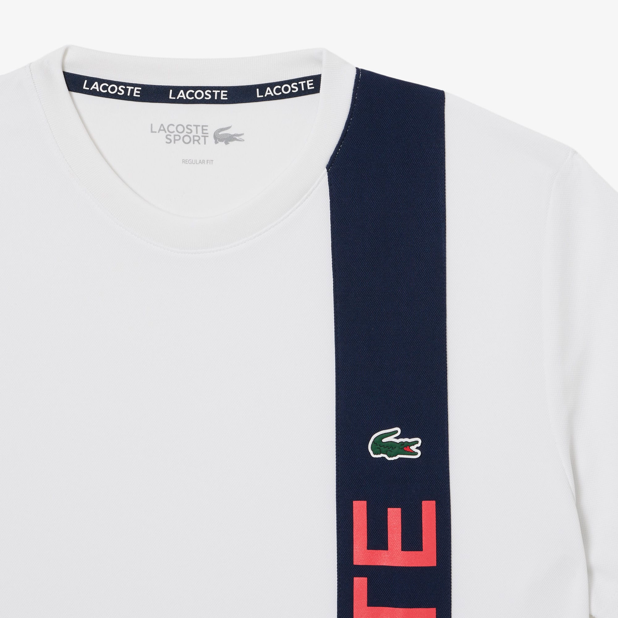 Tシャツ・カットソー LACOSTE Men T-shirt White TH8938 HI1 Ultra Dry Print Branding Tennis T-shirt - Men's t-shirts