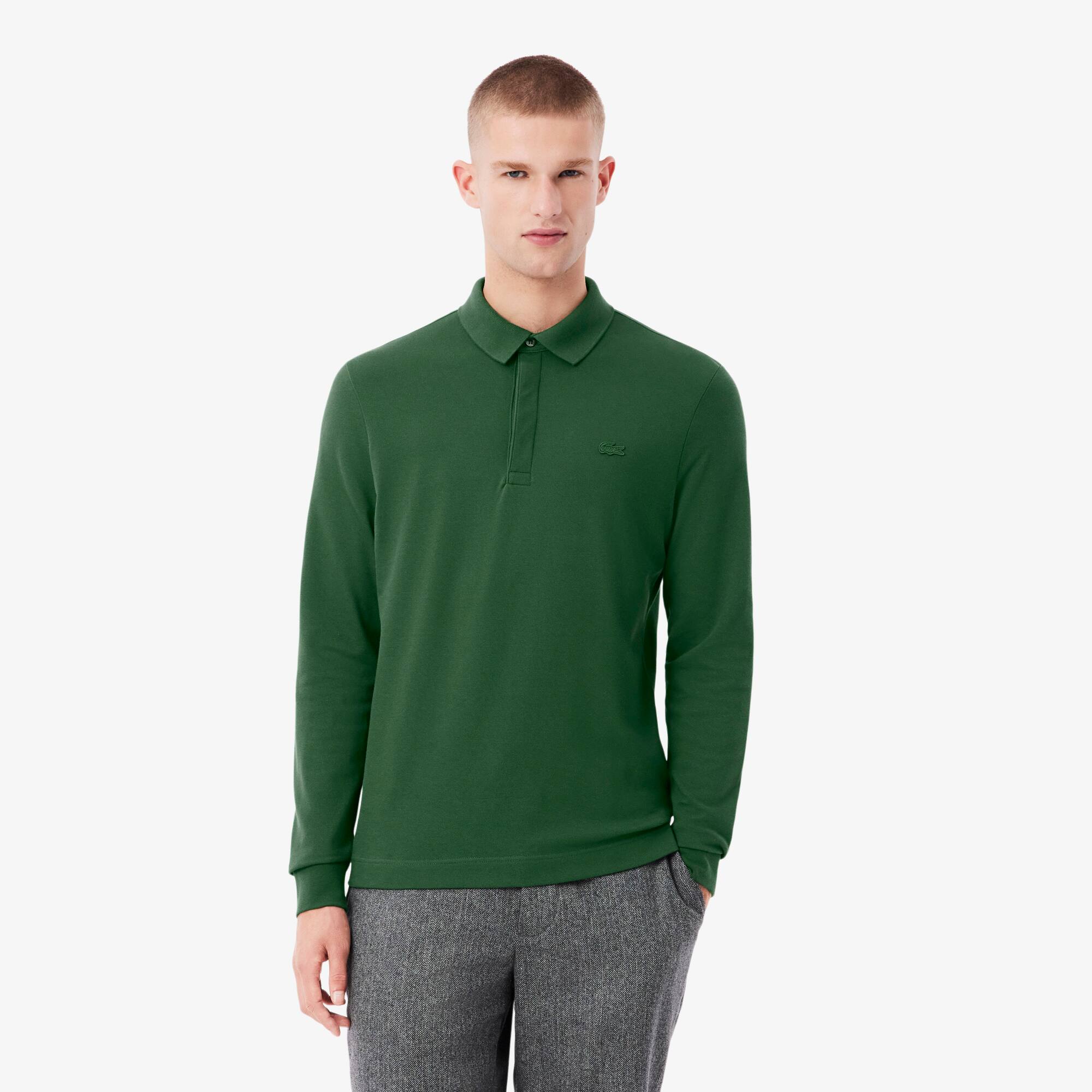 Regular Fit Paris Stretch Piqué Polo Shirt - Long Sleeves - New In