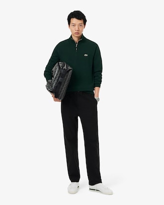 Zipped High Neck Cotton Sweater