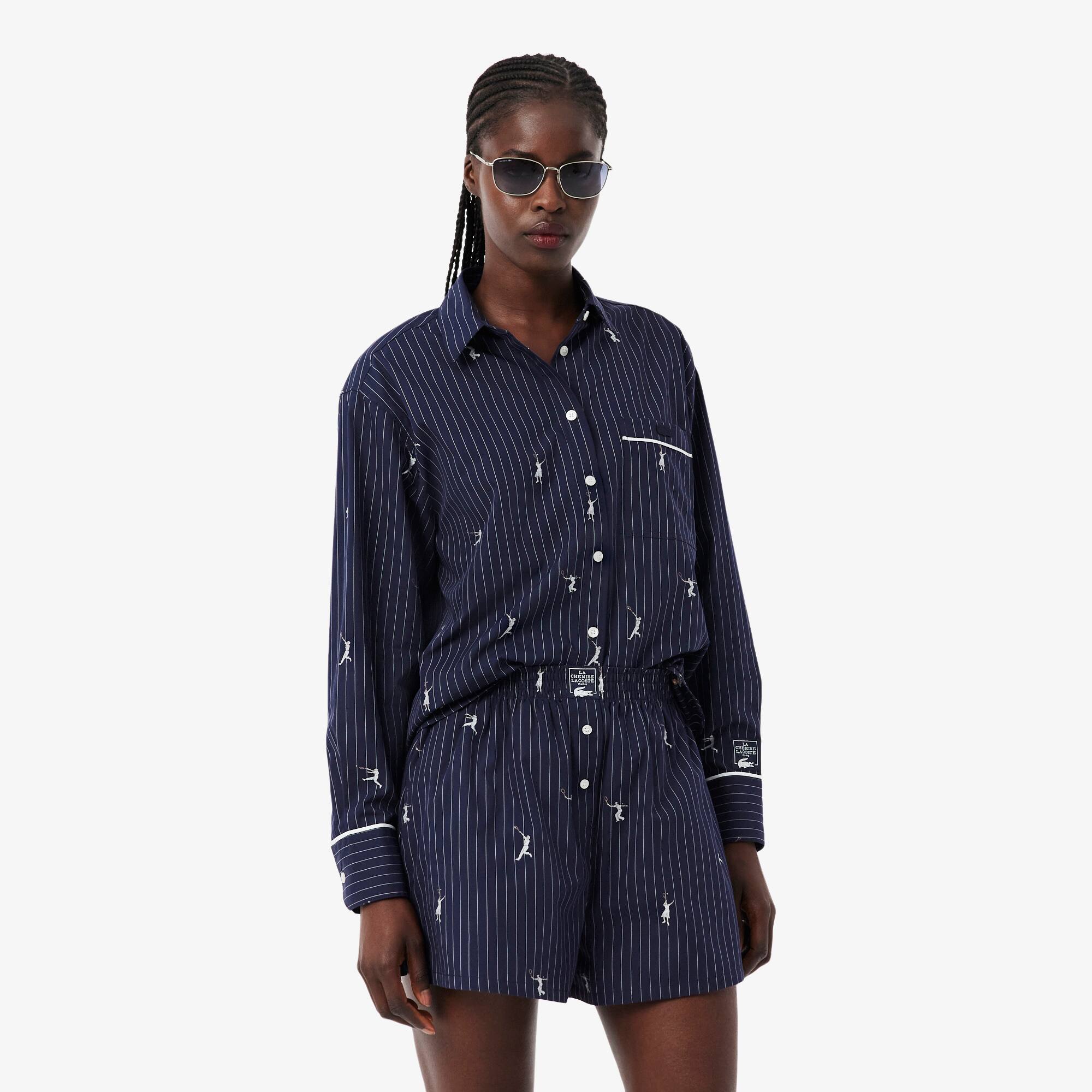 Oversized Shirt with Jacquard Motifs - Women's Shirts & Tops - New